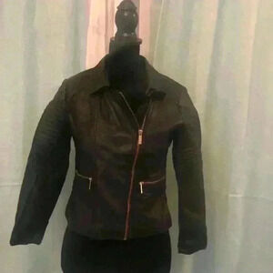 DKNY Faux Leather Jacket, 7/8